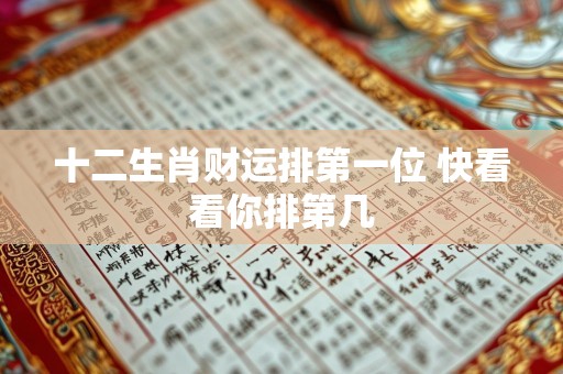 十二生肖财运排第一位 快看看你排第几