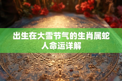 出生在大雪节气的生肖属蛇人命运详解