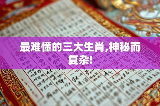 最难懂的三大生肖,神秘而复杂!