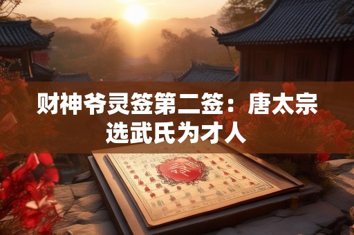 详细阅读:财神爷灵签第二签:唐太宗选武氏为才人 财神爷灵签第二签:唐太宗选武氏为才人