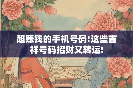 超赚钱的手机号码!这些吉祥号码招财又转运!