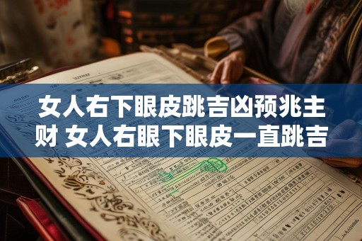 女人右下眼皮跳吉凶预兆主财 女人右眼下眼皮一直跳吉凶