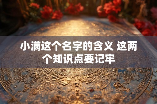 小满这个名字的含义 这两个知识点要记牢