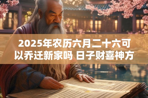 2025年农历六月二十六可以乔迁新家吗 日子财喜神方位