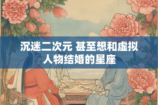 沉迷二次元 甚至想和虚拟人物结婚的星座