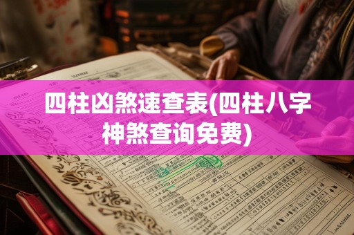四柱凶煞速查表(四柱八字神煞查询免费)