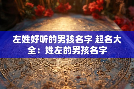 左姓好听的男孩名字 起名大全：姓左的男孩名字