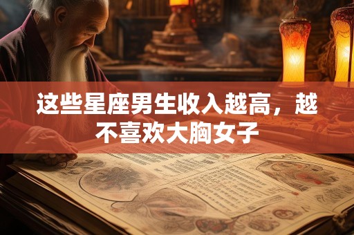 这些星座男生收入越高，越不喜欢大胸女子