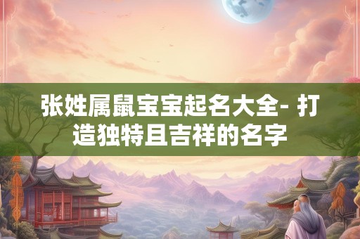 张姓属鼠宝宝起名大全- 打造独特且吉祥的名字
