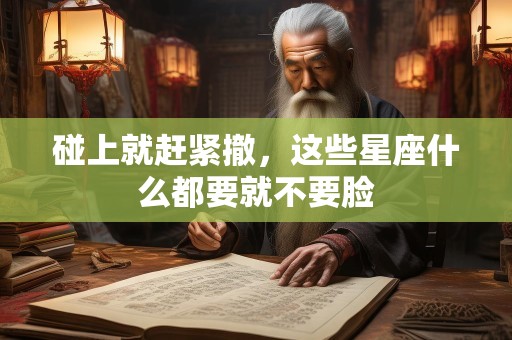 碰上就赶紧撤，这些星座什么都要就不要脸