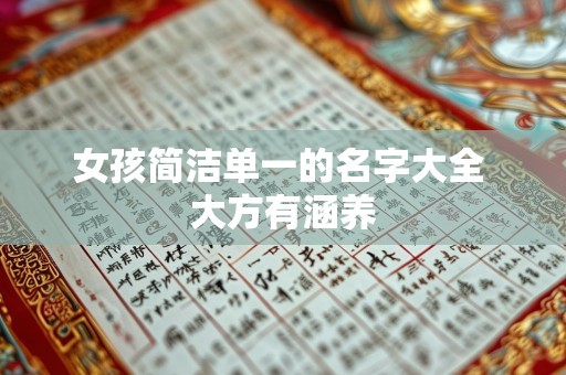 女孩简洁单一的名字大全 大方有涵养
