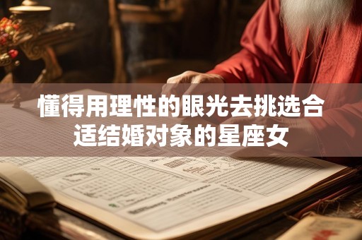 懂得用理性的眼光去挑选合适结婚对象的星座女