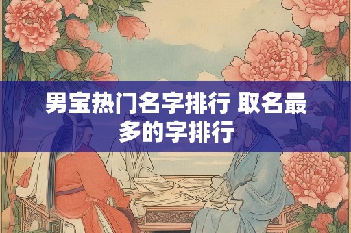 男宝热门名字排行 取名最多的字排行