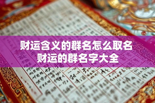 财运含义的群名怎么取名 财运的群名字大全