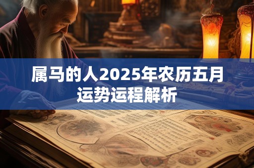 属马的人2025年农历五月运势运程解析