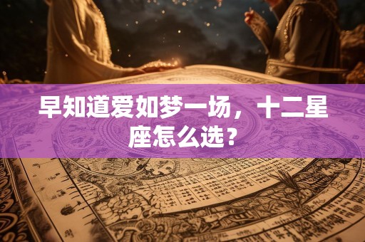 早知道爱如梦一场，十二星座怎么选？