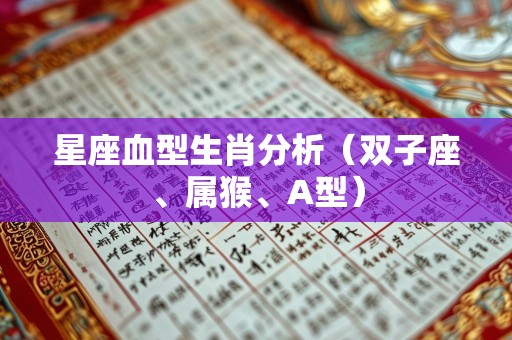 星座血型生肖分析（双子座、属猴、A型）