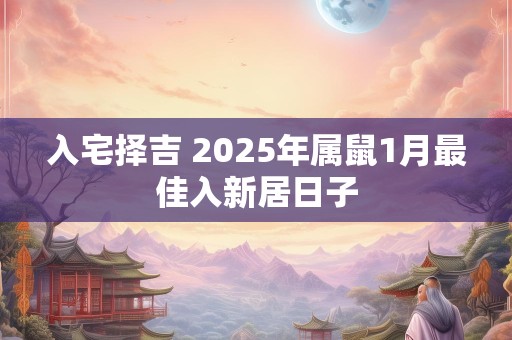 入宅择吉 2025年属鼠1月最佳入新居日子