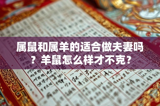 属鼠和属羊的适合做夫妻吗？羊鼠怎么样才不克？
