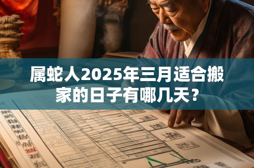 属蛇人2025年三月适合搬家的日子有哪几天？