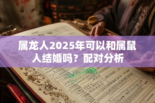 属龙人2025年可以和属鼠人结婚吗？配对分析