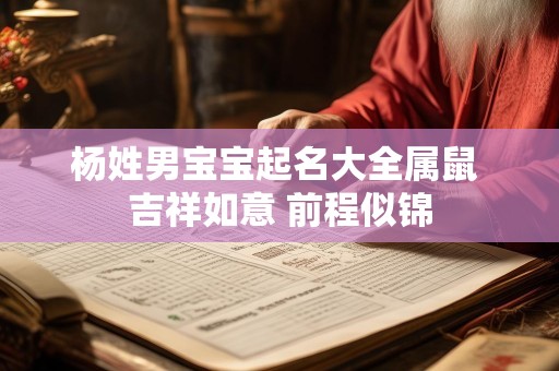 杨姓男宝宝起名大全属鼠 吉祥如意 前程似锦