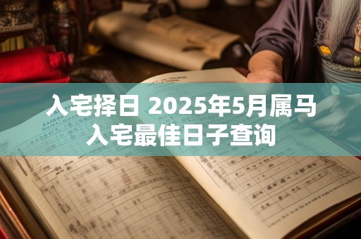 入宅择日 2025年5月属马入宅最佳日子查询