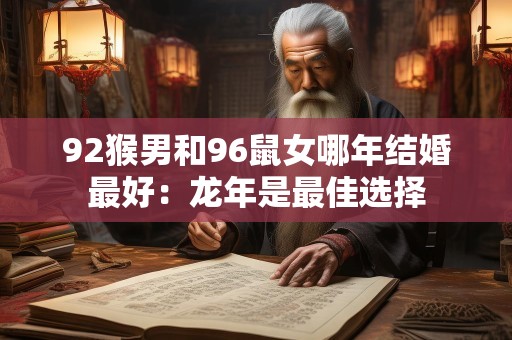92猴男和96鼠女哪年结婚最好：龙年是最佳选择