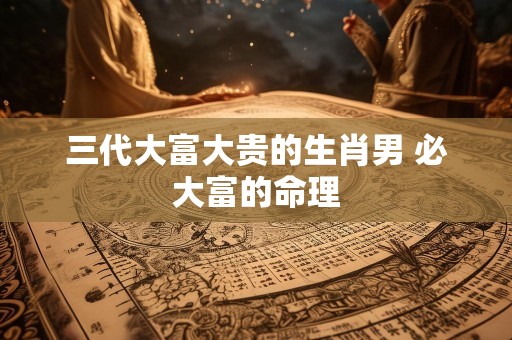三代大富大贵的生肖男 必大富的命理