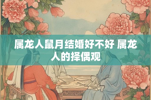 属龙人鼠月结婚好不好 属龙人的择偶观