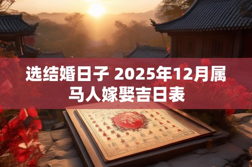 选结婚日子 2025年12月属马人嫁娶吉日表