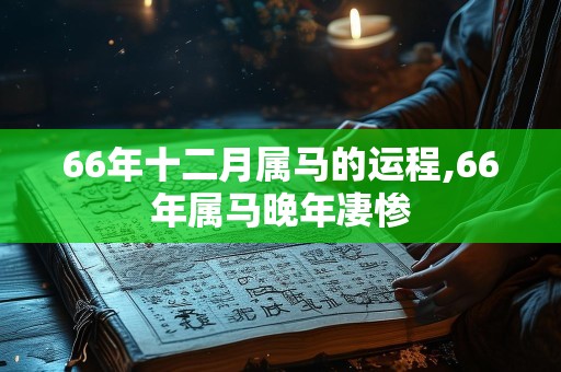 66年十二月属马的运程,66年属马晚年凄惨