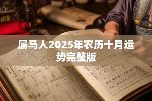 属马人2025年农历十月运势完整版