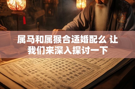 属马和属猴合适婚配么 让我们来深入探讨一下