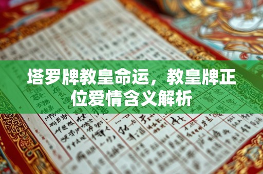 塔罗牌教皇命运，教皇牌正位爱情含义解析