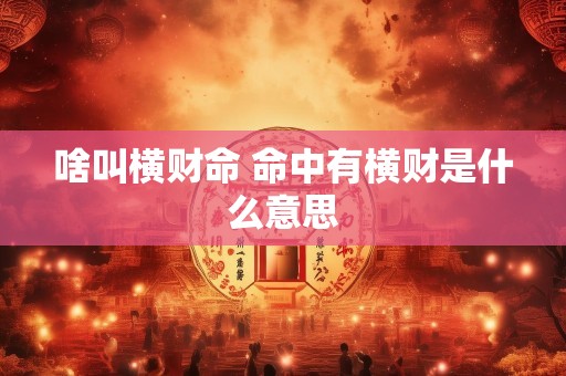 啥叫横财命 命中有横财是什么意思