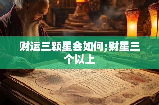 财运三颗星会如何;财星三个以上