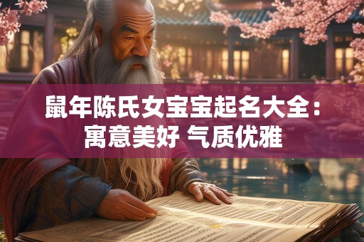 鼠年陈氏女宝宝起名大全：寓意美好 气质优雅