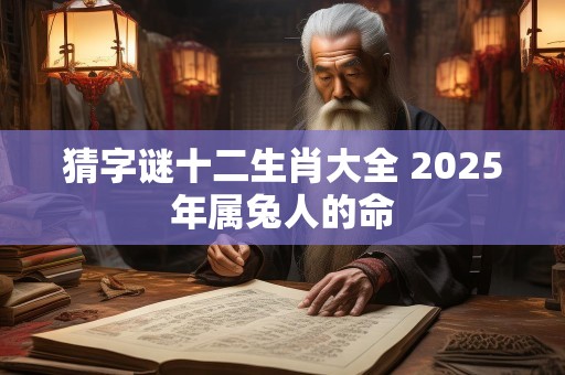 猜字谜十二生肖大全 2025年属兔人的命