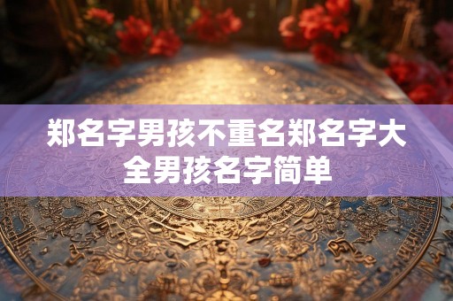 郑名字男孩不重名郑名字大全男孩名字简单