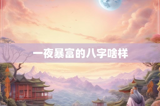 一夜暴富的八字啥样