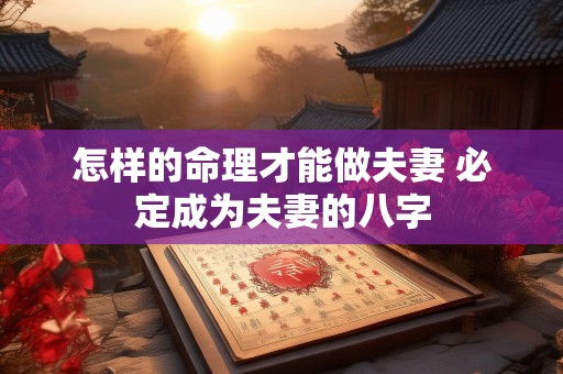 怎样的命理才能做夫妻 必定成为夫妻的八字