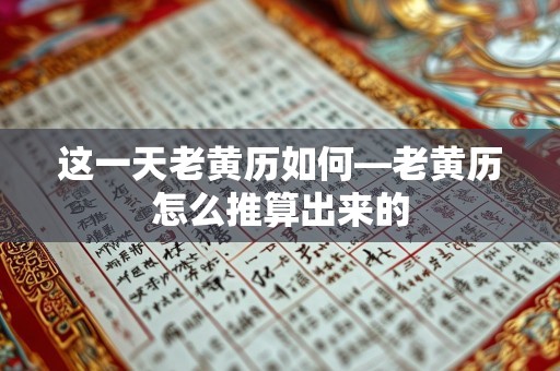 这一天老黄历如何—老黄历怎么推算出来的