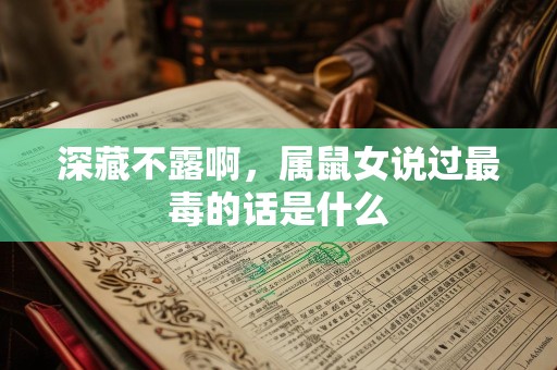 深藏不露啊，属鼠女说过最毒的话是什么