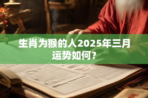 生肖为猴的人2025年三月运势如何？