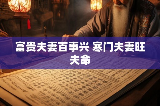 富贵夫妻百事兴 寒门夫妻旺夫命