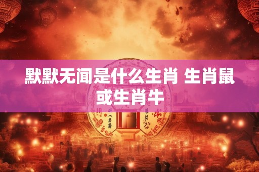默默无闻是什么生肖 生肖鼠或生肖牛