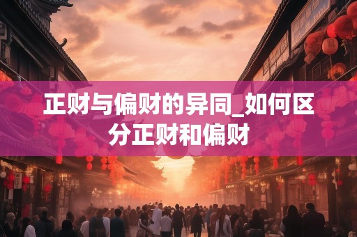 正财与偏财的异同_如何区分正财和偏财