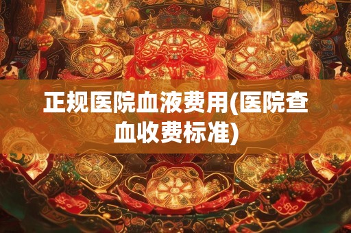 正规医院血液费用(医院查血收费标准)