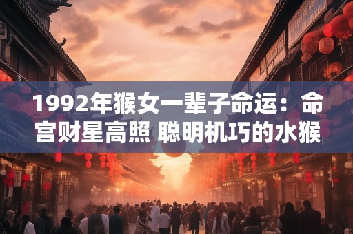 1992年猴女一辈子命运：命宫财星高照 聪明机巧的水猴命